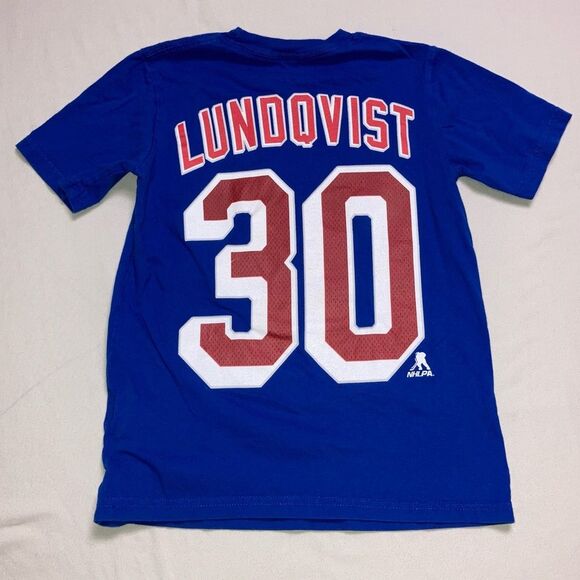 New York Rangers Hockey TShirt Kids Small 6-7 NHL 30 Lundqvist Short Sleeve Top - Picture 2 of 4
